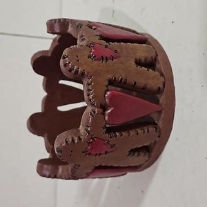 Vintage Valentine’s Day Hearts And Gingerbread Men Candle Holder, A6